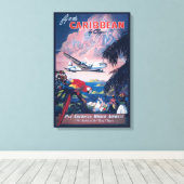 シープレーンの旅行ポス飛んでいるターカリブの キャンバスプリント (インサイチュ (ウッドフロア))