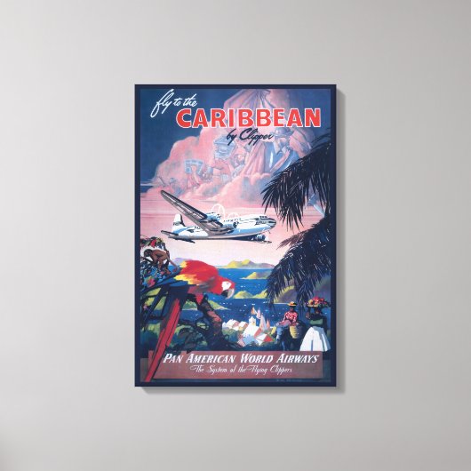 シープレーンの旅行ポス飛んでいるターカリブの キャンバスプリント (正面)