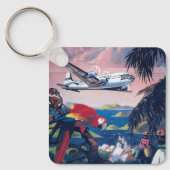 シープレーンの旅行ポス飛んでいるターカリブの キーホルダー (正面)