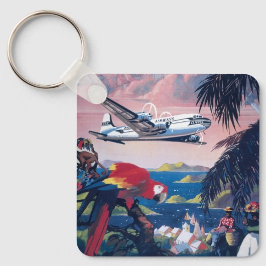 シープレーンの旅行ポス飛んでいるターカリブの キーホルダー (正面)