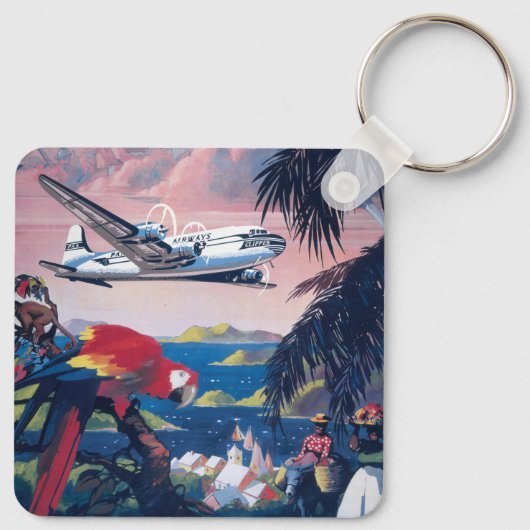 シープレーンの旅行ポス飛んでいるターカリブの キーホルダー (裏面)