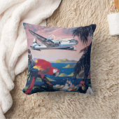 シープレーンの旅行ポス飛んでいるターカリブの クッション (ブランケット)