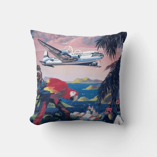 シープレーンの旅行ポス飛んでいるターカリブの クッション (正面)