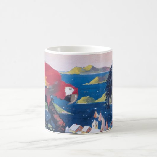 シープレーンの旅行ポス飛んでいるターカリブの コーヒーマグカップ (中央)