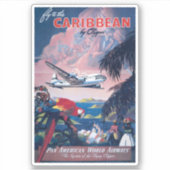 シープレーンの旅行ポス飛んでいるターカリブの シール (正面)