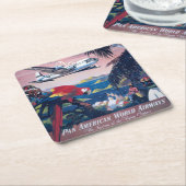 シープレーンの旅行ポス飛んでいるターカリブの スクエアペーパーコースター (アングル)
