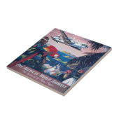 シープレーンの旅行ポス飛んでいるターカリブの タイル (側面)