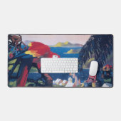 シープレーンの旅行ポス飛んでいるターカリブの デスクマット (キーボード&マウス)