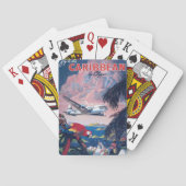 シープレーンの旅行ポス飛んでいるターカリブの トランプ (裏面)