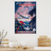 シープレーンの旅行ポス飛んでいるターカリブの ポスター (キッチン)