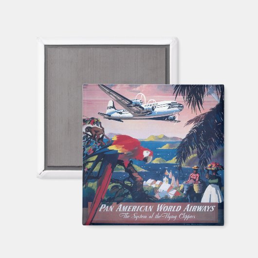 シープレーンの旅行ポス飛んでいるターカリブの マグネット (正面/裏面)
