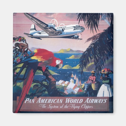 シープレーンの旅行ポス飛んでいるターカリブの マグネット (正面)