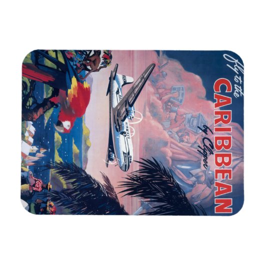 シープレーンの旅行ポス飛んでいるターカリブの マグネット (横)