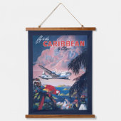 シープレーンの旅行ポス飛んでいるターカリブの 吊り下げ型タペストリー (正面)