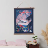 シープレーンの旅行ポス飛んでいるターカリブの 吊り下げ型タペストリー (寝室)