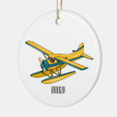 シープレーン漫画イラストレーション セラミックオーナメント (左)