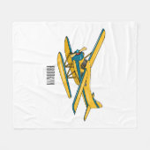 シープレーン漫画イラストレーション フリースブランケット (正面(横))