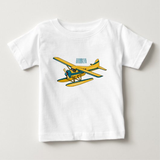 シープレーン漫画イラストレーション ベビーTシャツ (正面)