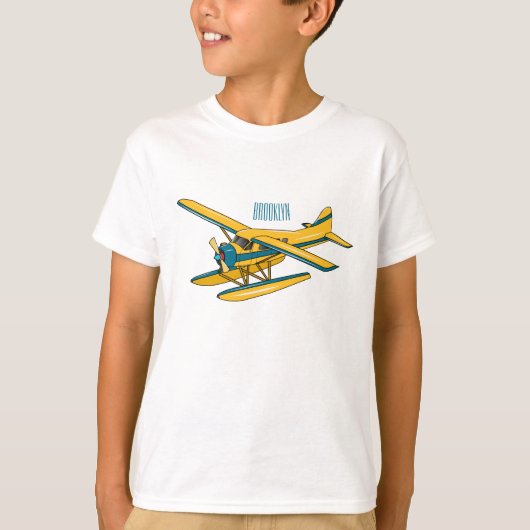 シープレーン漫画イラストレーション Tシャツ (正面)