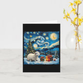 シープヴァンゴッホスタイル星空の夜クリスマスウィンター カード (黄色い花)