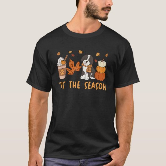 シープードルドッグ秋秋かぼちゃ Tシャツ (正面)