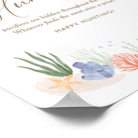 シーベイビーシャワーおしゃぶり狩り標識の下 ポスター (角)