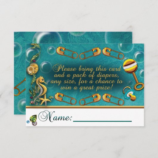 シーベイビーシャワーおむつラッフルカードの下 エンクロージャーカード (正面/裏面)