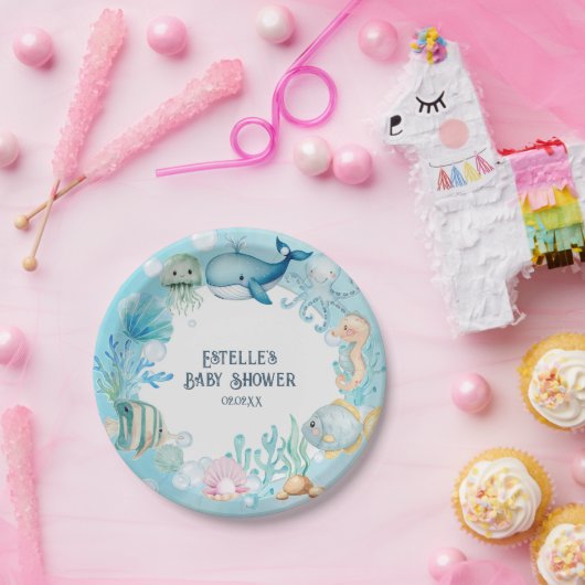 シーベイビーシャワーの下で ペーパープレート (パーティー)