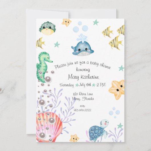 シーベイビーシャワーの下で 招待状 (正面)