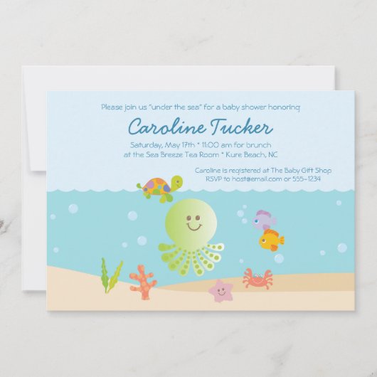 シーベイビーシャワーの下で 招待状 (正面)