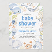 シーベイビーシャワーの下の少年 招待状 (正面/裏面)