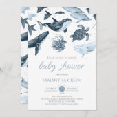 シーベイビーシャワーの下の少年 招待状 (正面/裏面)