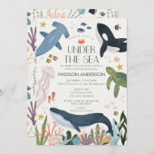 シーベイビーシャワー男女兼用招待状の下で 招待状 (正面/裏面)