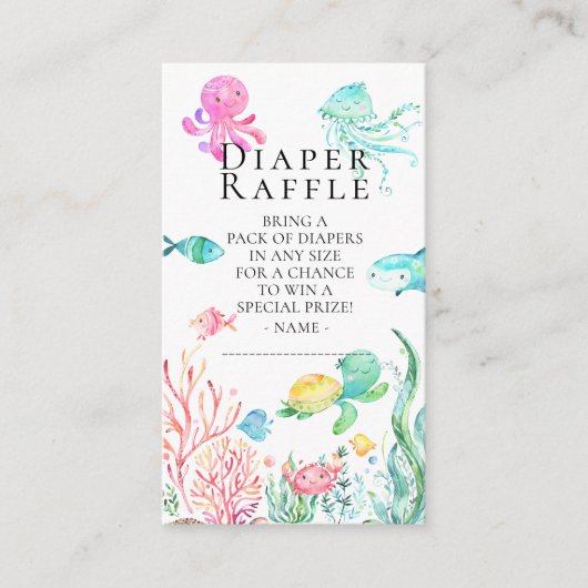 シーベビーシャワーおむつラッフルチケット エンクロージャーカード (正面)