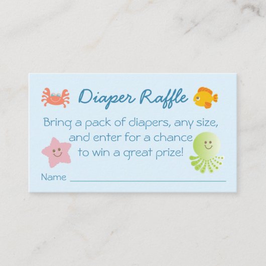 シーベビーシャワーおむつラッフルチケット エンクロージャーカード (正面)