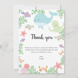 シーベビーシャワーの下にありがとうかわいいパステル サンキューカード