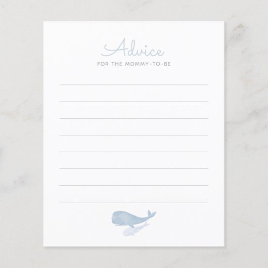 シーベビーシャワーアドバイスカードの下の鯨 (正面)