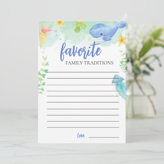 シーベビーシャワーカードの下の家族の伝統 案内状 (スタンド正面)