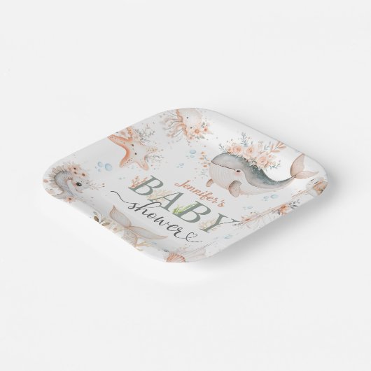 シーベビーシャワーガールピンク海 ペーパープレート (傾斜あり)