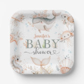 シーベビーシャワーガールピンク海 ペーパープレート (正面)