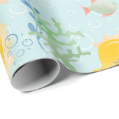 シーベビーシャワーパターンの下の黄色のシーホース ラッピングペーパー (ロールコーナー)