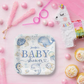 シーベビーシャワーボーイブルー海 ペーパープレート (パーティー)