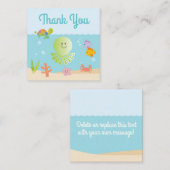 シーベビーシャワーメッセージカード青と緑 スクエア名刺 (正面/裏面)