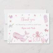 シーベビーシャワー下のピンクパステルシーホテル サンキューカード (正面)