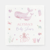 シーベビーシャワー下のピンクパステルシーホテル スタンダードランチョンナプキン (正面)