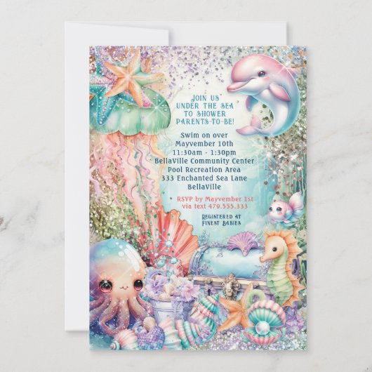 シーベビーシャワー招待状 招待状 (裏面)