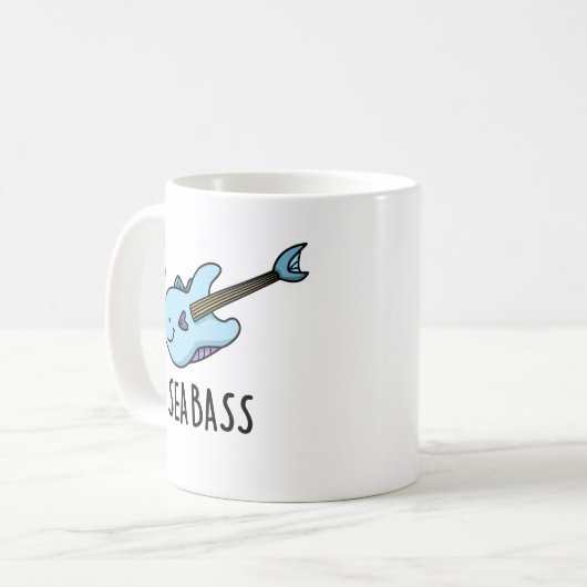 シーベースおもしろいベースのギターフィッシュパン コーヒーマグカップ (正面左)