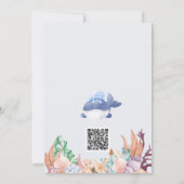 シーホエールウォーターの下の男の子の色ベビーシャワー 招待状 (裏面)