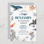 シーホエールシーバースデーパーティーの下で 招待状 (正面/裏面)