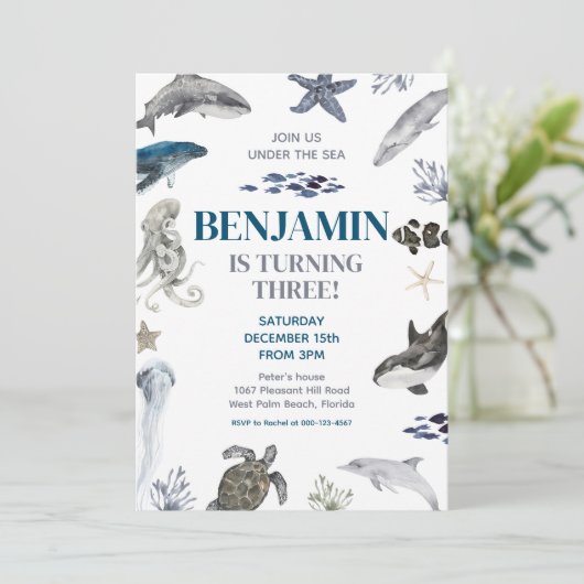 シーホエールシーライフ誕生日パーティーの下 招待状 (スタンド正面)